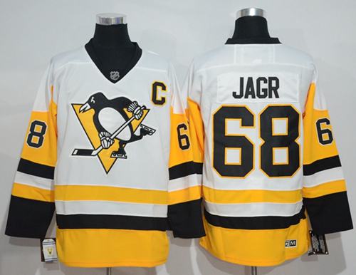 Penguins #68 Jaromir Jagr White New Away Stitched NHL Jersey - Click Image to Close